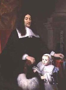 Sir William Davidson of Curriehill with his son by Simon Luttichuys