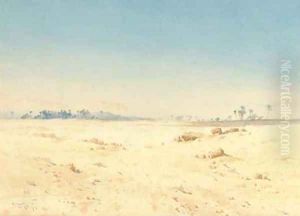 An oasis in the desert by Augustus Osborne Lamplough