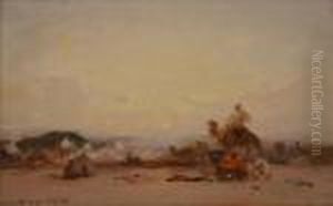 Caravane Au Repos(orientaliste) by Henri Duvieux
