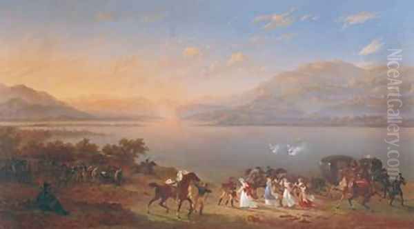 Empress Josephine 1763-1814 arriving to visit Napoleon 1769-1821 in Italy on the banks of Lake Garda - view 1