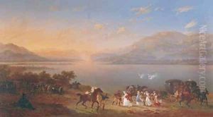 Empress Josephine 1763-1814 arriving to visit Napoleon 1769-1821 in Italy on the banks of Lake Garda by Hippolyte Lecomte