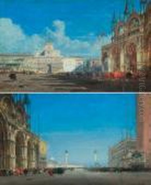 Two Views: View In Venice Looking Down St. Marks Square And A View Of St. Mark's Square. - view 1