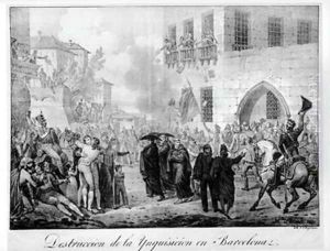 Destruction of the Inquisition in Barcelona by Hippolyte Lecomte