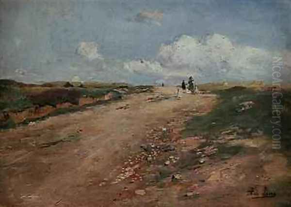 Rural Path in Schwalm with a girl and geese - view 1