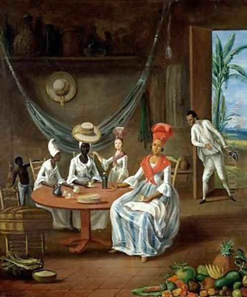A Mulatto Woman with her White Daughter Visited by Negro Women in their House in Martinique - view 1