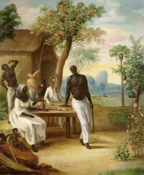 Black Slaves Seated Outside their House in Martinique - view 1