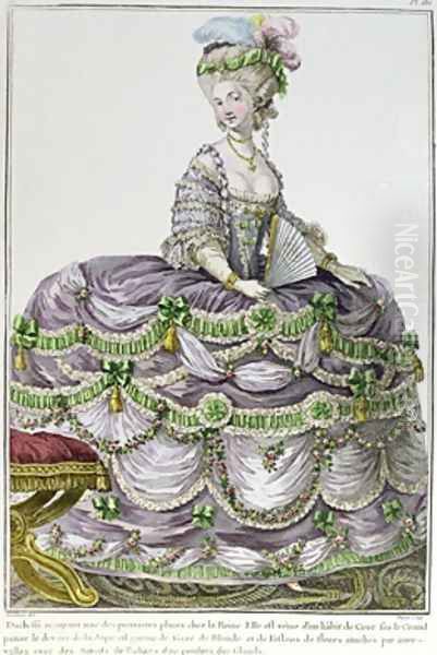 A Duchess at the court of Louis XVI wearing a dress with paniers - view 1