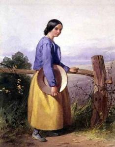 A country girl standing by a fence