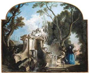 A serenade near a fountain