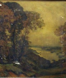 Wooded River Landscape by Sir Alfred East