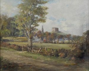 Village Scene, Signed, Oil On Canvas Village Scene, Signed, Oil On Canvas