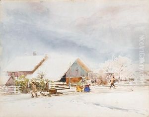 Figures On A Snowy Street
