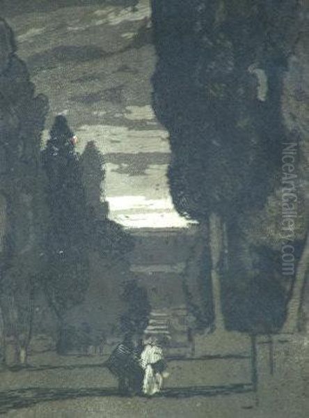 Figures In An Ornamental Garden - view 1