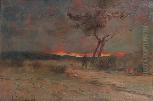 A Japanese Figure At Dusk - view 1