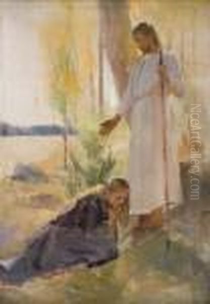 Kristus Och Magdalena Kristus Ja Maaria Mataleena (christ And Mary Magdalene) by Albert Edelfelt