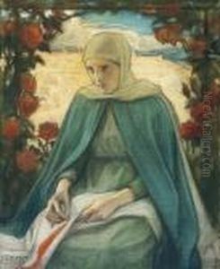The Virgin Mary In The Rose Garden (jungfru Maria Irosengard) by Albert Edelfelt