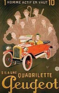 Advertisement for the Peugeot Quadrilette by Michel, called Mich Liebeaux