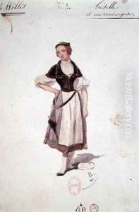 Costume design for Giselle for the ballet of the same name by Adolphe Adam 1803-56 1841 by Paul Lormier