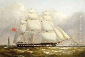 A Frigate off the Eddystone Lighthouse