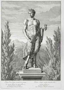 Statue of a Satyr holding a bunch of grapes Versailles by Jean Lepautre