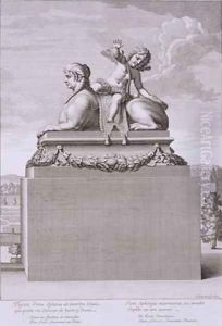 Figure of a sphinx in white marble carrying a bronze Cupid at Versailles by Jean Lepautre