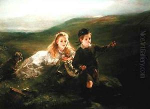 Two Children Fishing in Scotland