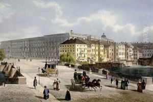Schlossbrucke in Berlin by Karl Friedrich Schinkel by Ludwig Edward Luetke