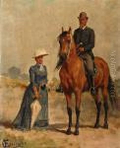 Elegante Vrouw En Heer Te Paard - view 1