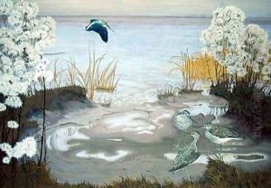 Bird on the Mud Flats of the Elbe 1910 by Friedrich Lissmann