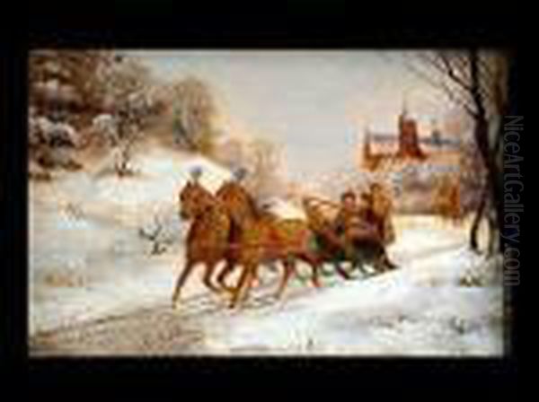 Pferdeschlitten In Einer Winterlandschaft - view 1