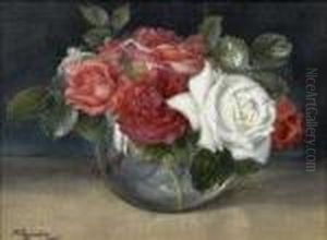 Roses In A Glass Bowl by Wycliffe Egginton