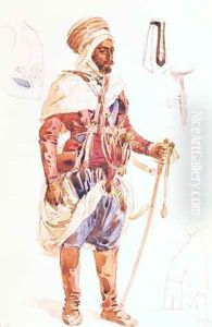 Spahi with his sword by Francois-Hippolyte Lalaisse