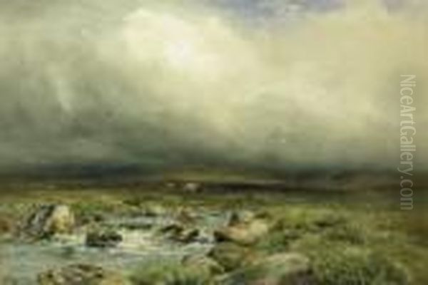 Ponies On Dartmoor, A Rocky Stream In The Foreground - view 1