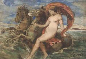 Venus carried by a pair of sea-horses by Francois-Hippolyte Lalaisse