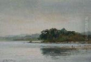 Lake Scene At Sunset by Wycliffe Egginton