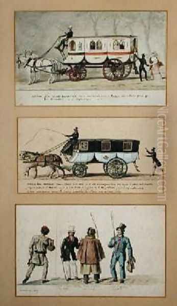 A Dame Blanche Carriage an Omnibus and Drivers - view 1