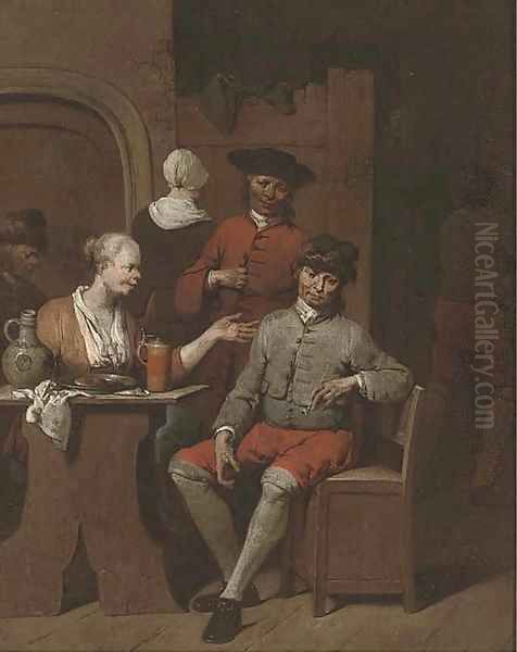 Figures smoking and drinking in a tavern - view 1