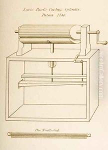 Drawing of Lewis Pauls Carding Cylinder by Joseph Wilson Lowry