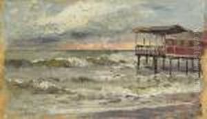 Badehutten Am Strand Von Viareggo