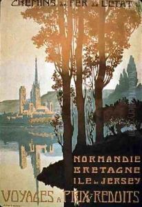 French State National Railways advertisement promoting their Reduced Price Journeys for routes to Normandy