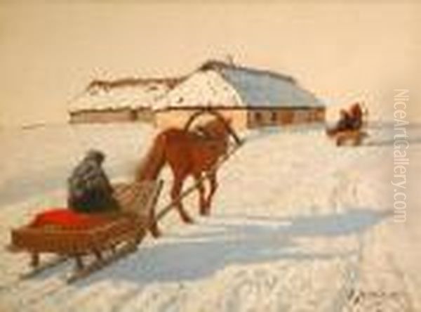Troikas On A Winter Track - view 1