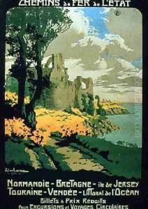 French State National Railways advertisement promoting their routes to Normandy Brittany