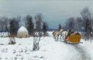 Travelling Along The Snow-laden Path by Andrei Afanas Evich Egorov