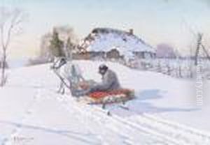 A Village In Winter by Andrei Afanas Evich Egorov