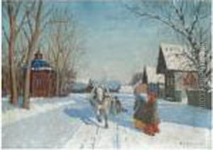 Winter In The Village by Andrei Afanas Evich Egorov