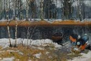Washing The Linen by Andrei Afanas Evich Egorov