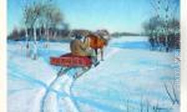 Hiver, Traineau Dans La Neige - view 1