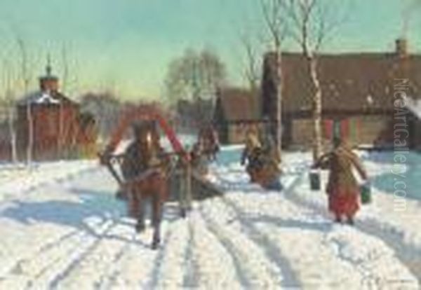 Riding A Troika Through A Sunlit Village - view 1