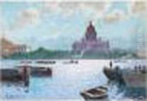 View Of The River Neva With Saint Isaac's Cathedral And The Admiralty
