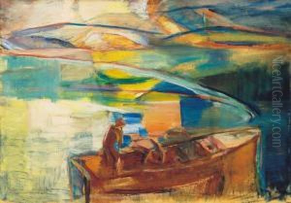Evening Lights Ot The Lake Balaton, Around 1921 - view 1